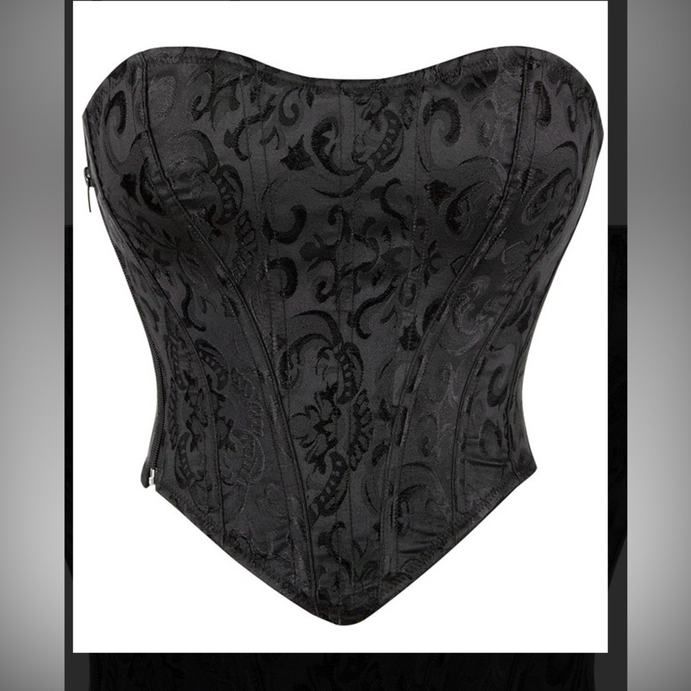 Chic Black Patterned Corset Bustier
